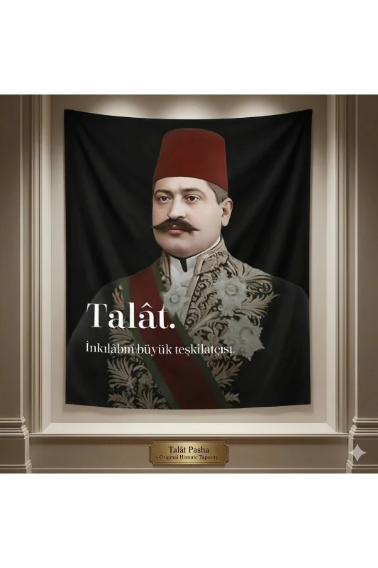 İttihat ve Terakki Talat Paşa Duvar Örtüsü Halısı Kaliteli Kumaş – 2. görsel