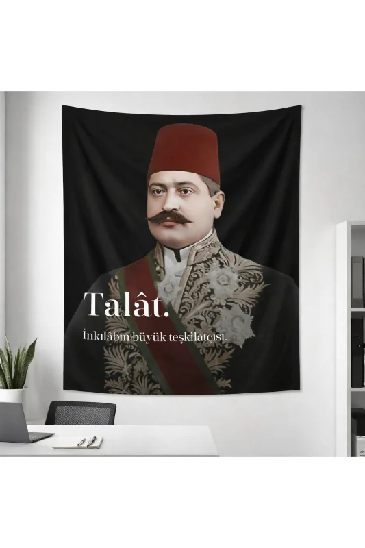 İttihat ve Terakki Talat Paşa Duvar Örtüsü Halısı Kaliteli Kumaş – 3. görsel