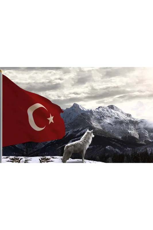 Bozkurt Türk Bayrağı Duvar Örtüsü Halısı – 2. görsel