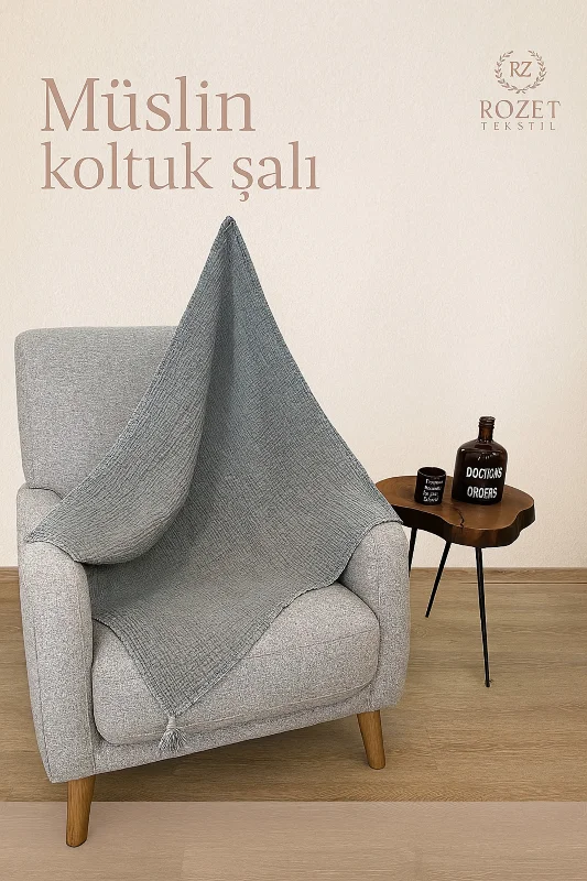 Koltuk Şalı – Tv Battaniyesi 100% Pamuk Doğal 4 Katlı Müslin Kumaş – 4. görsel