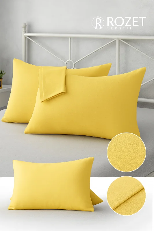 Sarı Pamuk Kumaş Kapaklı Yastık Kılıfı (2 ADET) 50 X 70 Cm – 3. görsel