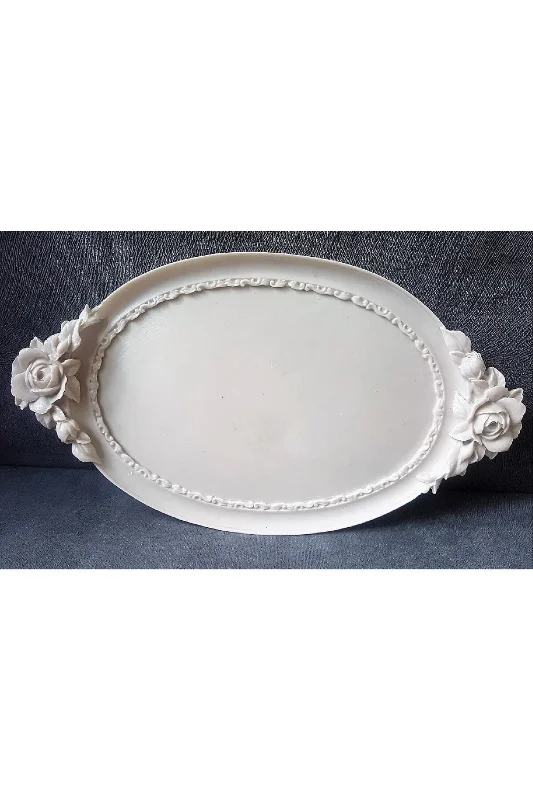 Gül Kabartma 39cm Tepsi Silikon Kalıp K-351, Polyester Taş Tozu Alçı Kalıbı – 4. görsel