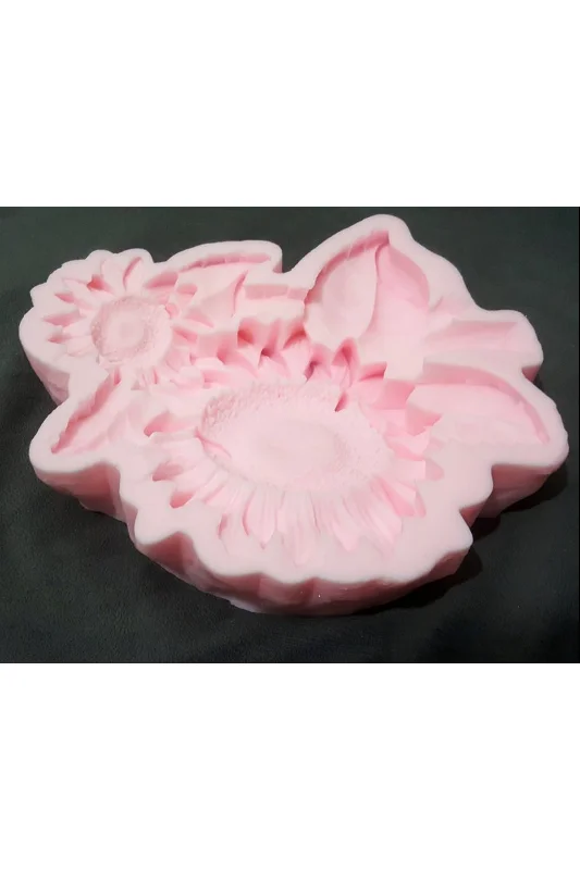 26cm Ayçiçeği Çiçek Demeti Silikon Kalıp K-466, Polyester Taş Tozu Çimento Alçı Kalıbı – 2. görsel