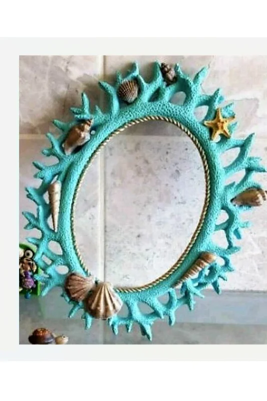 Deniz Midye Mercan 30cm Çerçeve Silikon Kalıp K-021, Polyester Taş Tozu Alçı Kalıbı – 4. görsel
