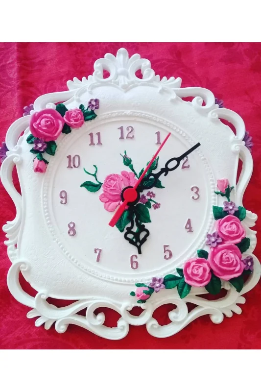 Gül Çiçek Kabartmalı 21cm Saat Silikon Kalıp K-273 – 4. görsel
