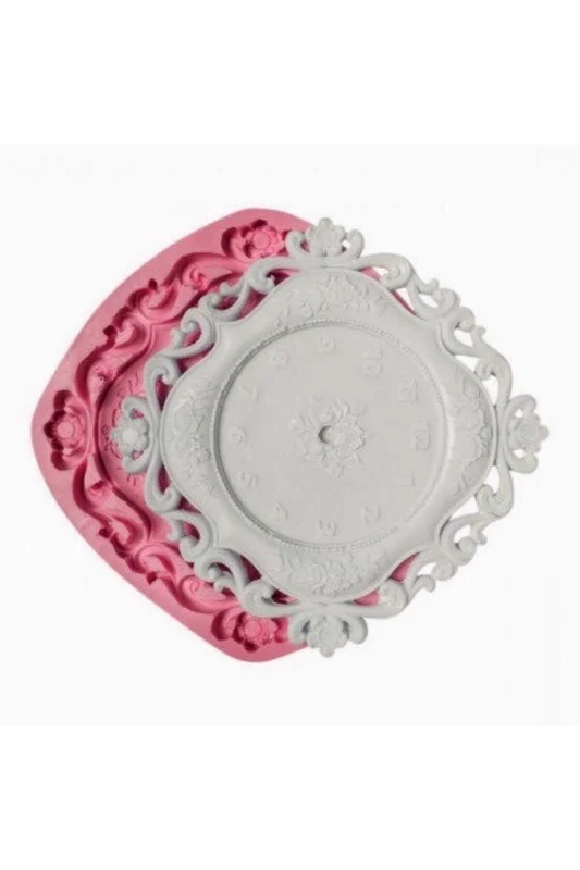 Gül Çiçek Kabartmalı 26cm Saat Silikon Kalıp K-883