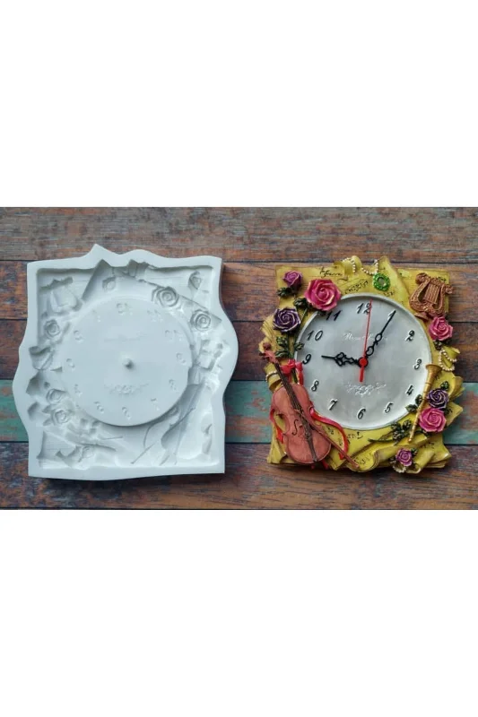 Keman Müzik Kabartmalı 28cm Saat Silikon Kalıp K-906 – 2. görsel