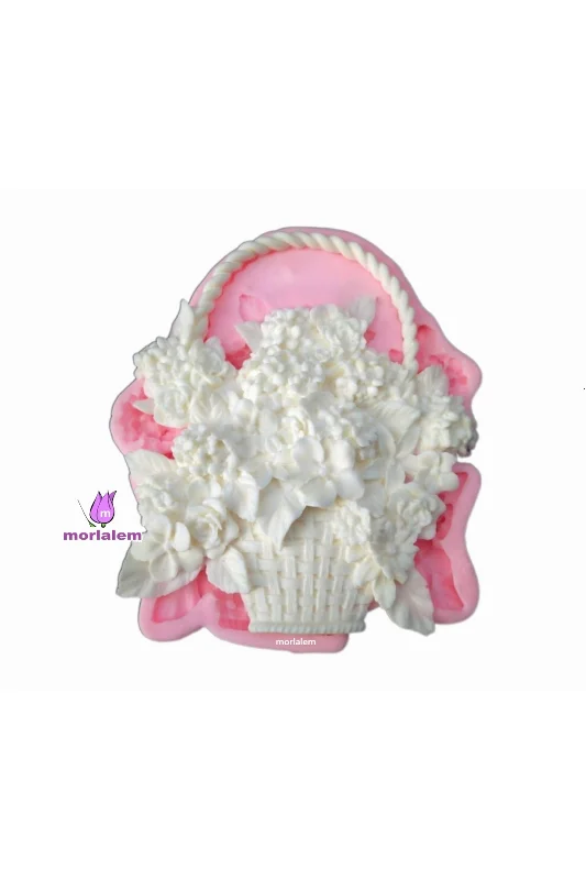 30cm Dev Çiçek Sepeti Silikon Kalıp K-499, Polyester Taş Tozu Alçı Epoksi Kalıbı – 3. görsel