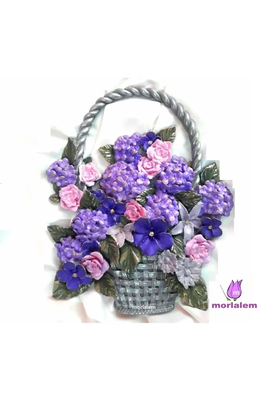 30cm Dev Çiçek Sepeti Silikon Kalıp K-499, Polyester Taş Tozu Alçı Epoksi Kalıbı