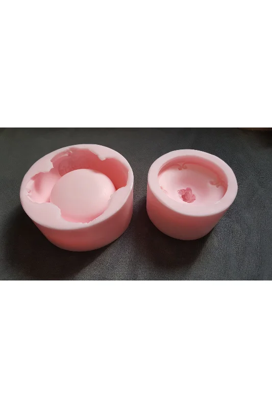 Gül Çiçekli 14cm Takı Kutusu Silikon Kalıp K-347, Polyester Taş Tozu Alçı Kalıbı – 2. görsel