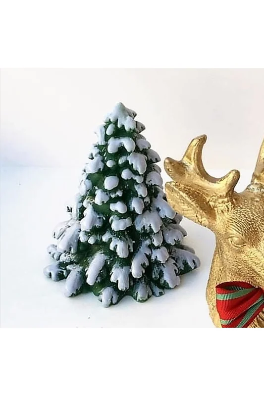 3 Boyutlu 11cm Çam Ağacı Silikon Kalıp K-817, Kokulu Taş Sabun Alçı Mum Kalıbı