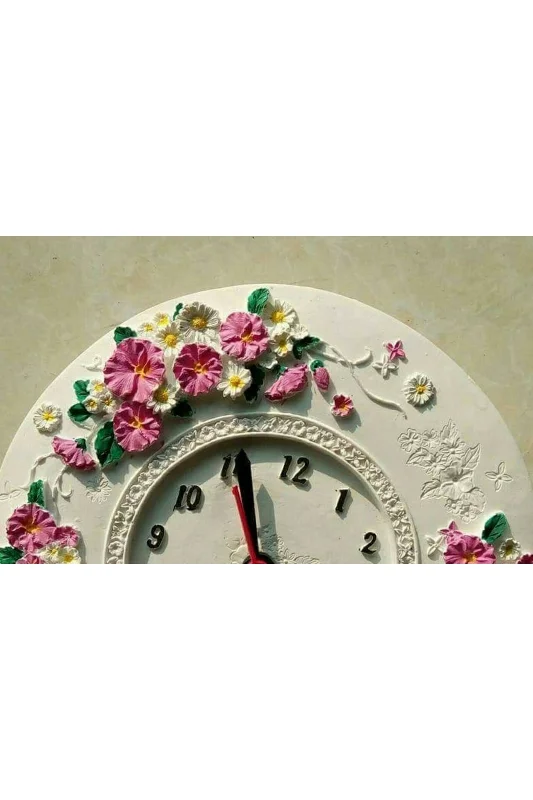 Gül Çiçek Kabartmalı 20cm Saat Silikon Kalıp K-516 – 3. görsel
