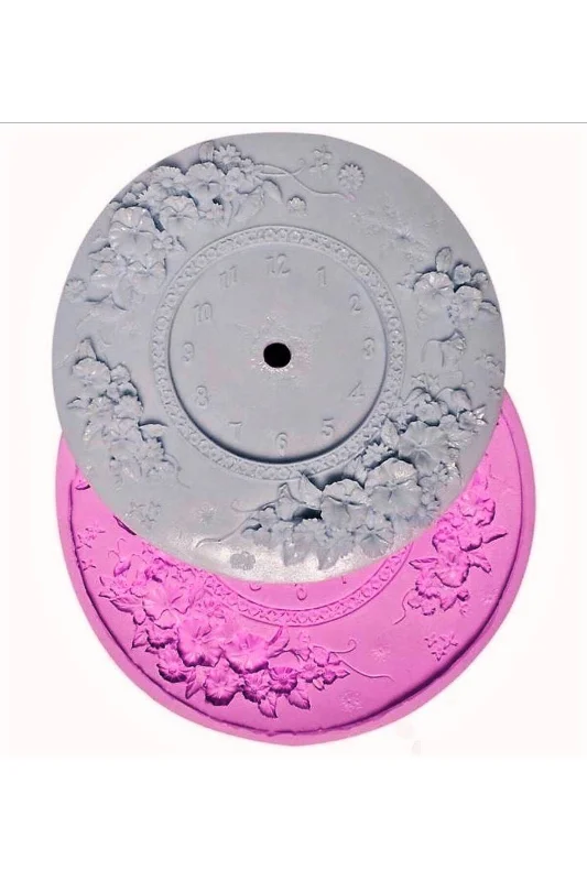 Gül Çiçek Kabartmalı 20cm Saat Silikon Kalıp K-516 – 2. görsel