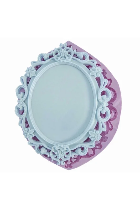 Çiçek Kabartmalı 23cm Tepsi Mumluk Sunumluk Çırağan Çerçeve Silikon Kalıp K-771 – 2. görsel