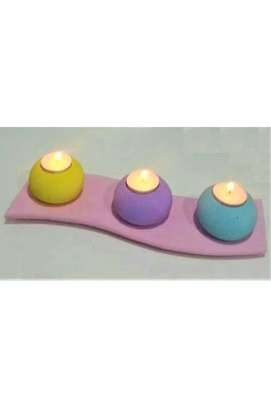 Kavisli Mumluk Taban Ve Tealight Top Mumluk Seti, 2 Adet Silikon Kalıp K-512