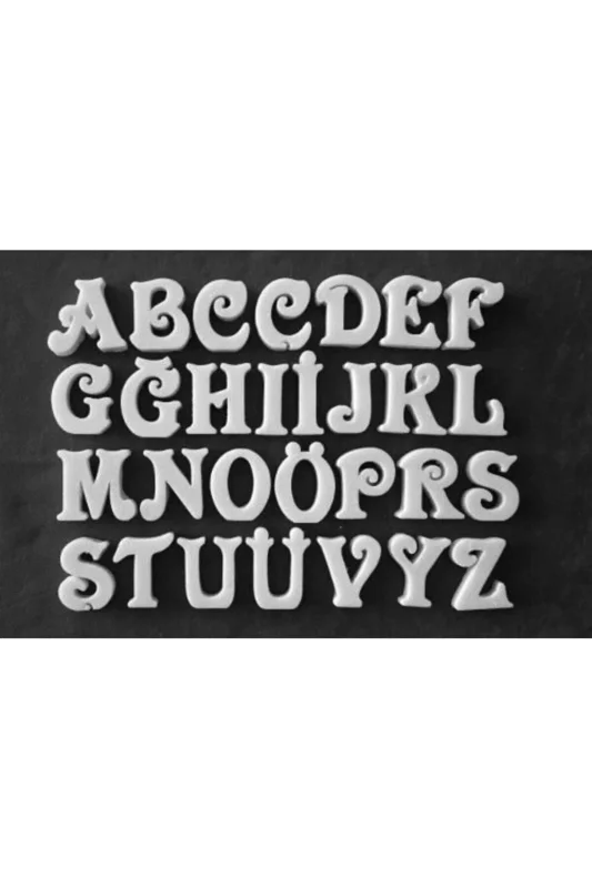 Alfabe Büyük Kıvrımlı 4,8cm Harf Silikon Kalıp K-345, Sabun Mum Taş Tozu Alçı Kalıbı – 2. görsel