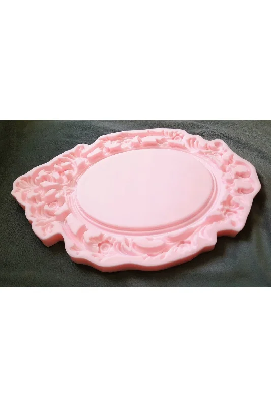 Çiçek Kabartmalı Ortası Dolu 40cm Büyük Boy Çerçeve Silikon Kalıp K-004 – 2. görsel