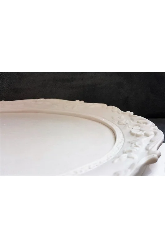 Gül Çiçek Yaprak Dekorlu 40cm Oval Çerçeve Mumluk Sunumluk Tepsi Silikon Kalıp K-548 – 4. görsel