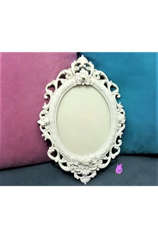 Gül Kabartmalı 27cm Ortası Dolu Çerçeve Silikon Kalıp K-020, Polyester Taş Tozu Alçı Kalıbı – 2. görsel
