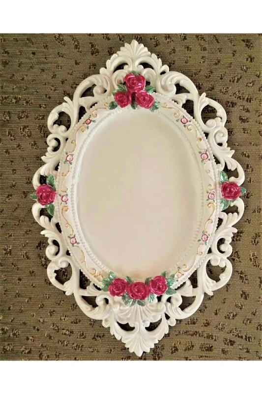 Gül Kabartmalı 27cm Ortası Dolu Çerçeve Silikon Kalıp K-020, Polyester Taş Tozu Alçı Kalıbı – 4. görsel