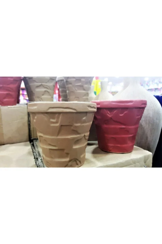 Taş Dekorlu 10cm Saksı Silikon Kalıp K-269, Polyester Taş Tozu Alçı Kalıbı – 4. görsel