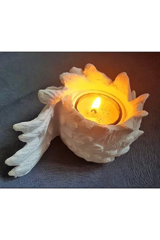 13cm Kanat Tealight Mumluk Silikon Kalıp K-493, Polyester Taş Tozu Alçı Kalıbı