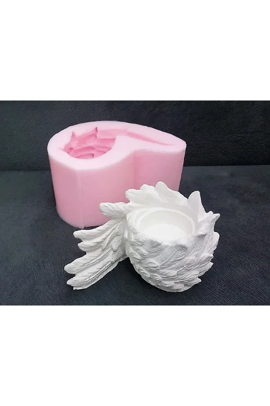 13cm Kanat Tealight Mumluk Silikon Kalıp K-493, Polyester Taş Tozu Alçı Kalıbı – 2. görsel