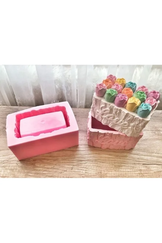 Ağaç Dekor Love Saksı Silikon Kalıp K-125, Kokulu Taş Sabun Alçı Mum Kalıbı – 4. görsel