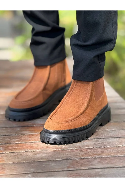 Pabucmarketi Fermuarlı Erkek Düz Bot Taba Süet – 2. görsel