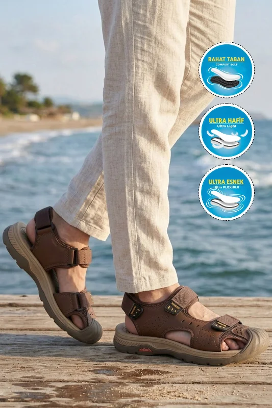 Kahve Cırtlı Outdoor Erkek Sandalet – 3. görsel