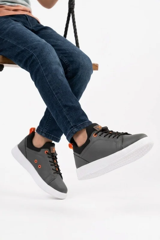 Füme Lastik Bağcıklı Erkek Çocuk Sneaker