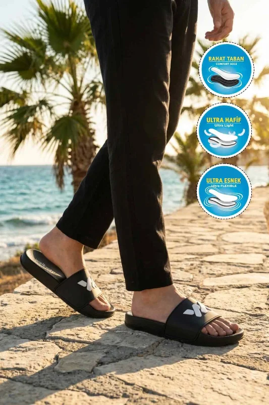 Siyah Beyaz Unisex Düz Terlik – 3. görsel
