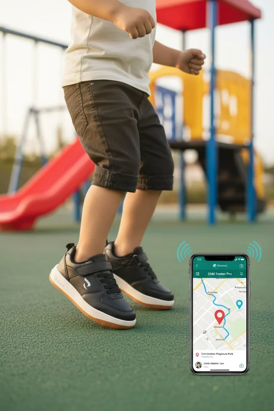 Siyah Gps Takip Özellikli Unisex Çocuk Spor Ayakkabı – 3. görsel
