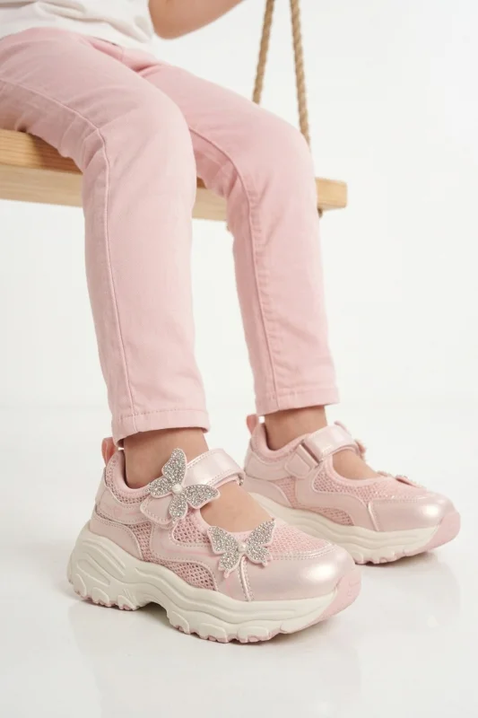 Pembe Fileli Kız Çocuk Spor Ayakkabı