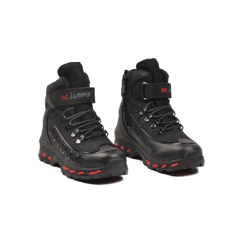 Siyah Kırmızı Polarlı Fermuarlı Erkek Çocuk Outdoor Bot – 3. görsel