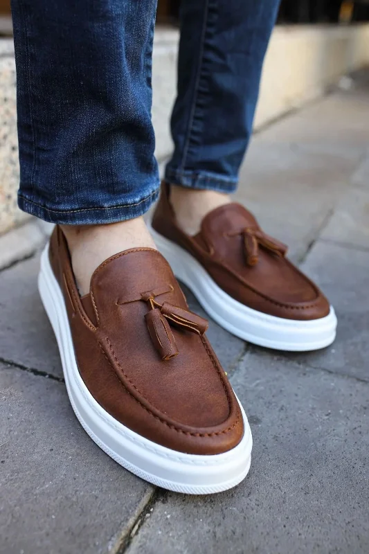 Püsküllü Erkek Loafer Ayakkabı Erkek Ayakkabı Taba