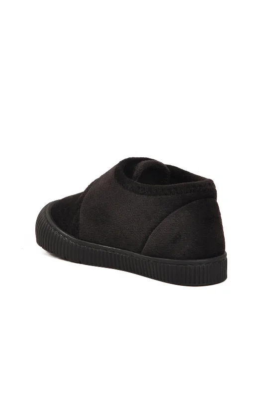 Aspor Siyah Süet Cırtlı Unisex Çocuk Panduf – 4. görsel