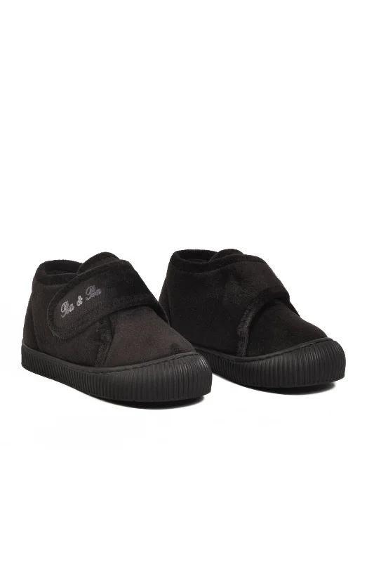 Aspor Siyah Süet Cırtlı Unisex Çocuk Panduf – 3. görsel