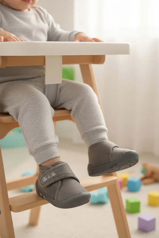 Aspor Gri Süet Cırtlı Erkek Bebek Panduf – 3. görsel