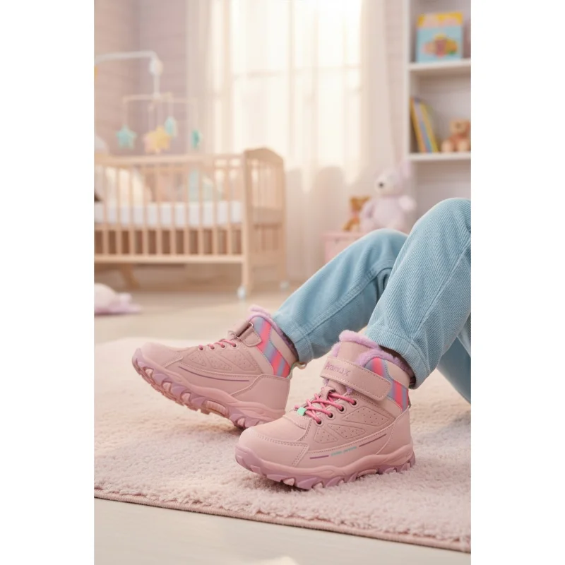 Aspor Pembe Kürklü Cırtlı Kız Çocuk Düz Bot – 3. görsel