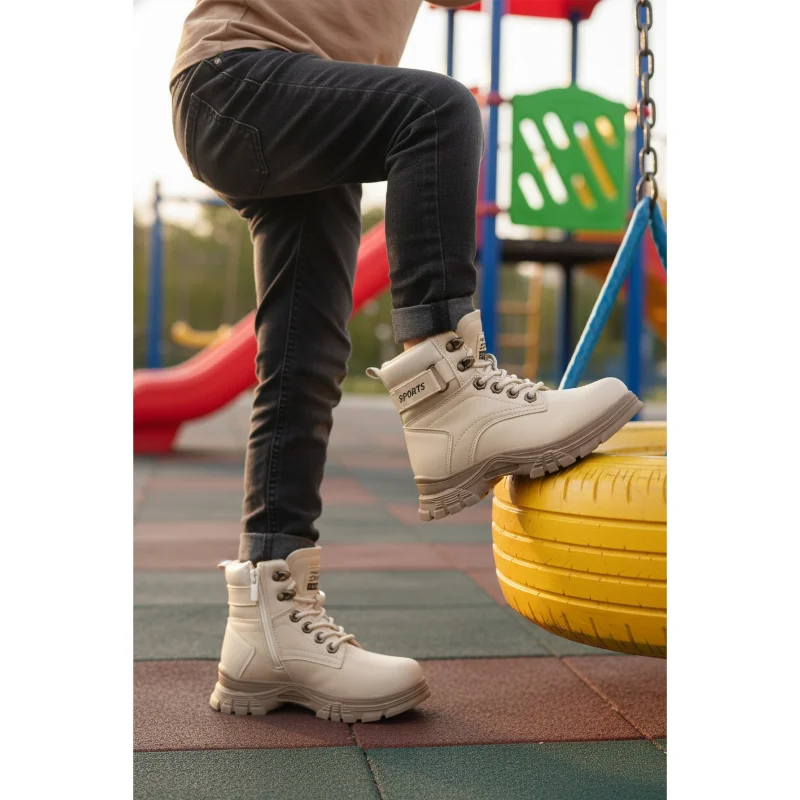 Aspor Bej Vizon İçi Polarlı Unisex Çocuk Worker Bot – 3. görsel