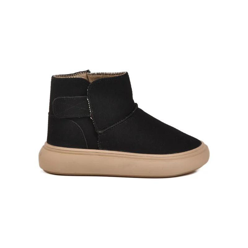 Aspor Siyah Süet Cırtlı Unisex Çocuk Bot