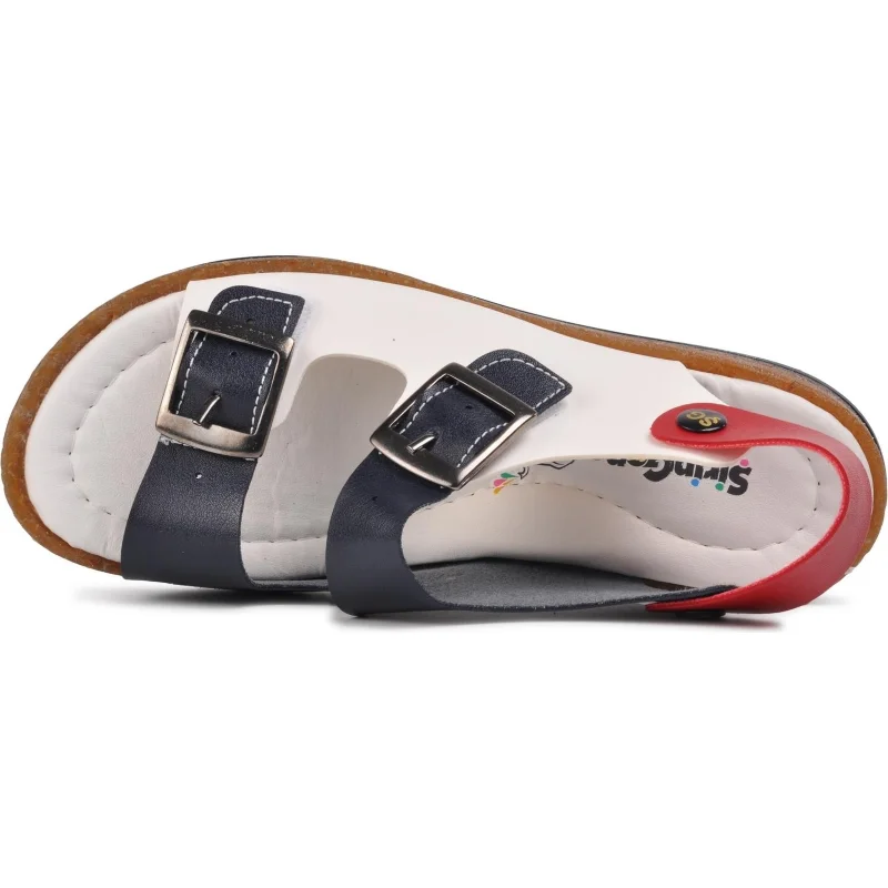 Aspor Lacivert Beyaz Kırmızı Comfort Erkek Çocuk Düz Sandalet – 4. görsel