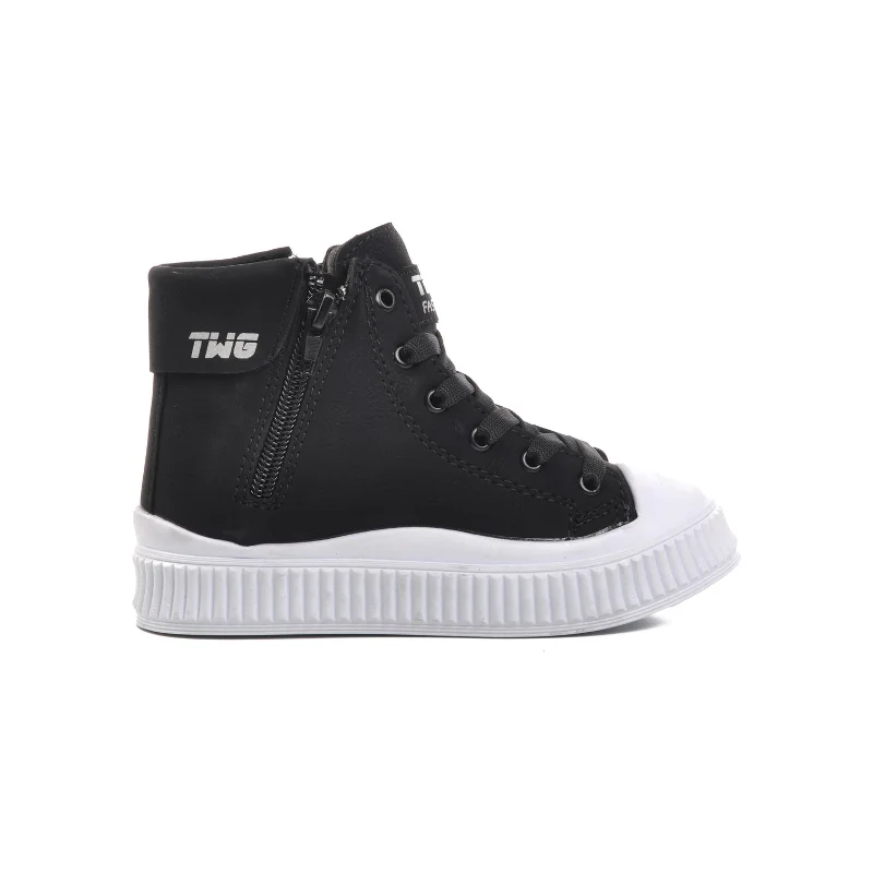 Walkway Siyah Beyaz İçi Polarlı Unisex Çocuk Bot