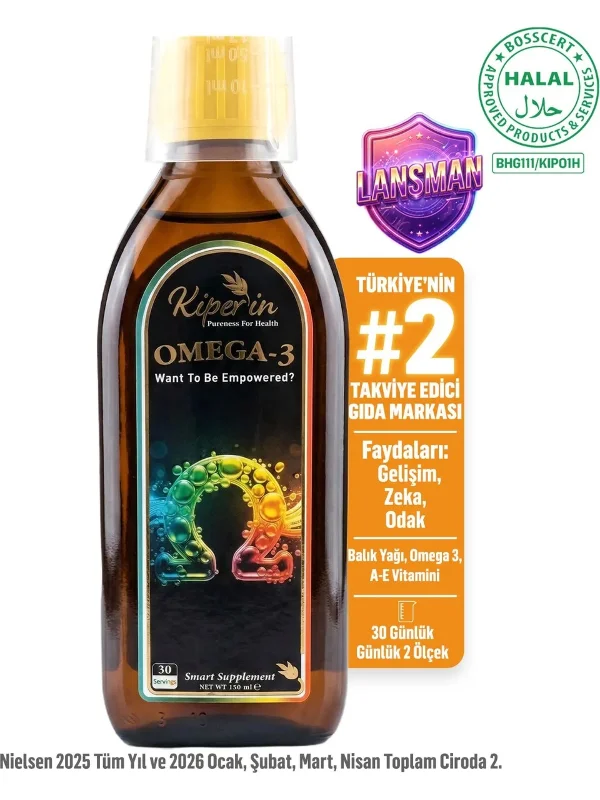 Omega 3 Balık Yağı | Her Yaş İçin | 620mg Omega 3, 310mg EPA, 195mg DHA | A & E Vitamini | 30 Günlük
