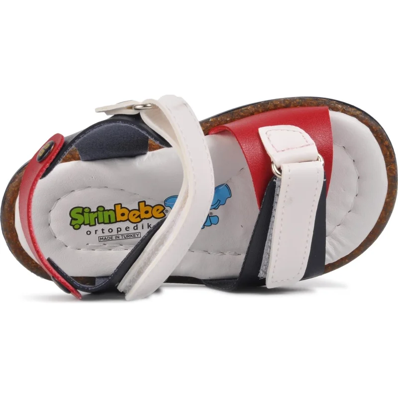 Aspor Lacivert Beyaz Kırmızı Comfort Erkek Çocuk Düz Sandalet – 4. görsel