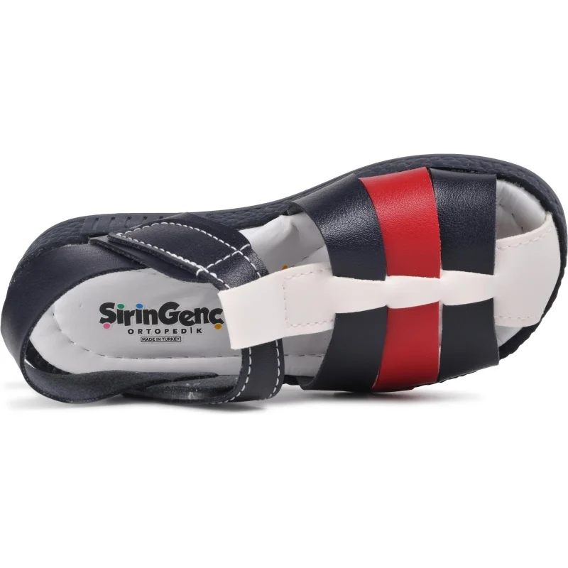 Aspor Lacivert Beyaz Kırmızı Comfort Erkek Çocuk Düz Sandalet – 4. görsel
