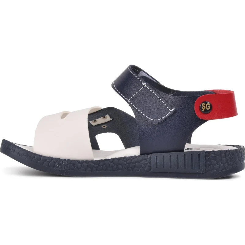 Aspor Lacivert Beyaz Kırmızı Comfort Erkek Çocuk Düz Sandalet – 2. görsel