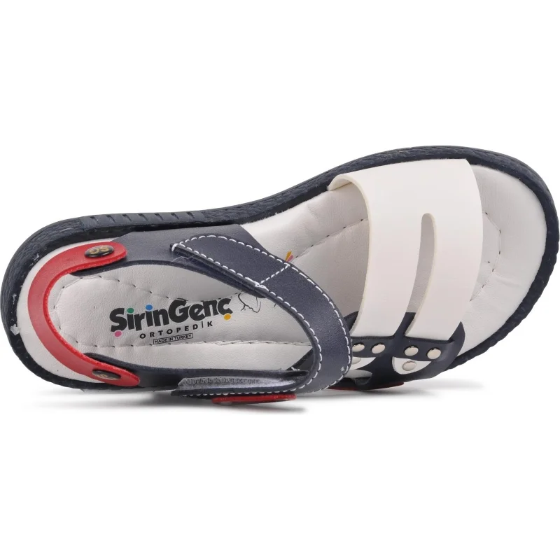 Aspor Lacivert Beyaz Kırmızı Comfort Erkek Çocuk Düz Sandalet – 4. görsel