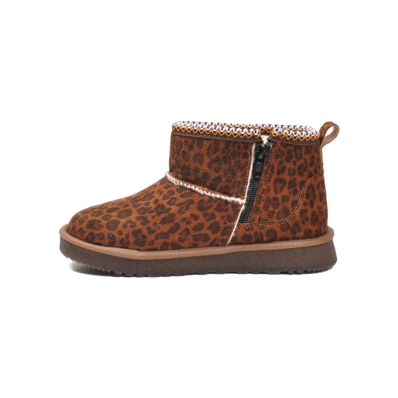 Cool Leopar Süet İçi Kürklü Kız Çocuk Düz Bot – 4. görsel